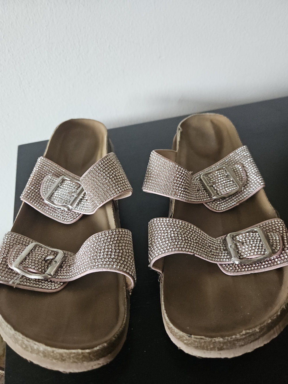 Women's Sparkle Double-Buckle Slide Sandals - Pink